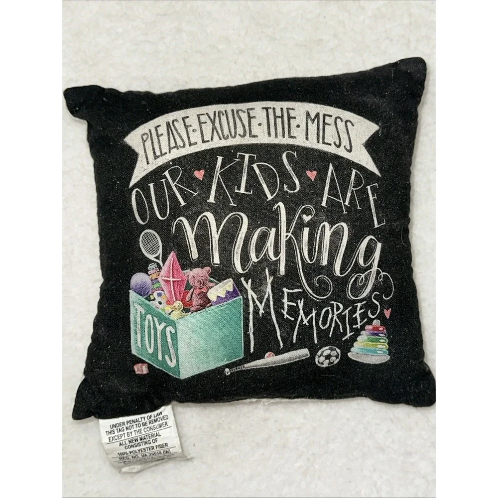 Primitives by Kathy Throw Pillow Making Memories Kids Toy Box Decorative Black